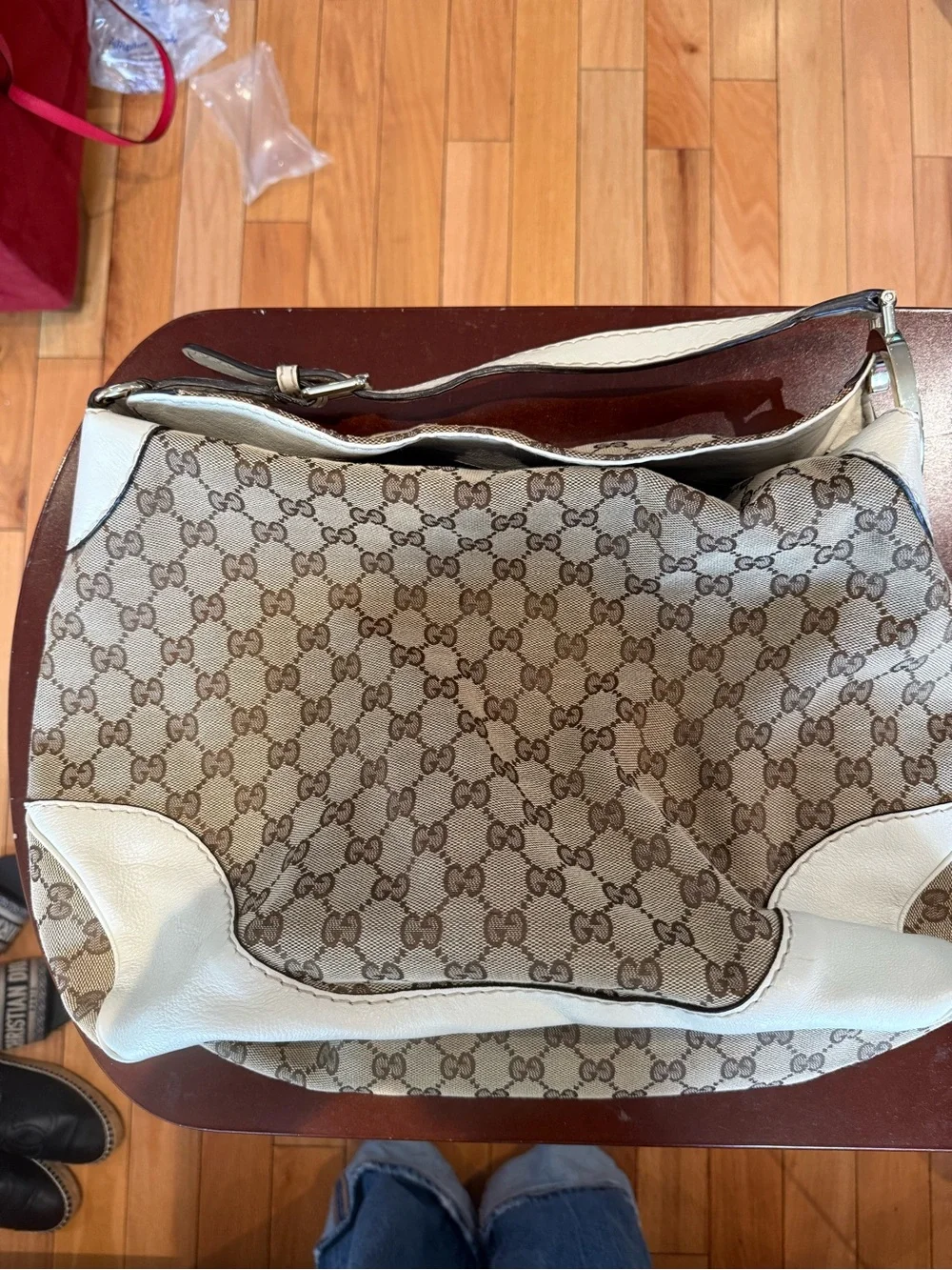 Gucci Charlotte Hobo Bag in Beige and White